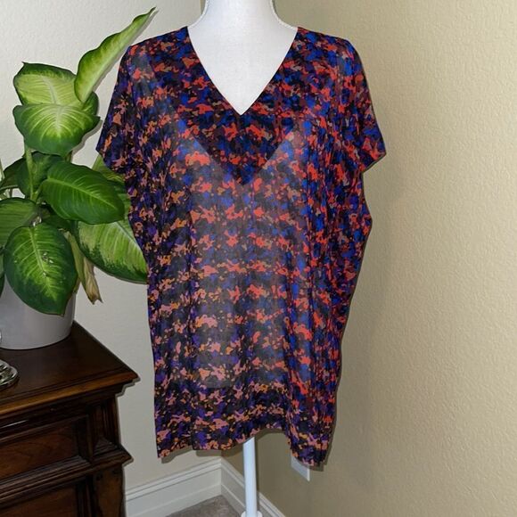 CAbi Abstract Houndstooth Sheer Top Blouse Top Medium Career 3428 - Picture 2 of 3